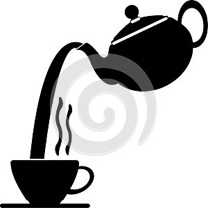 Tea coffee pouring teapot coffee pot flat icon illustration vector solid color