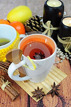 Tea in cup with anise