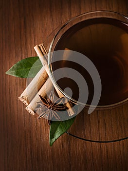 Tea cup with cinammon and anise