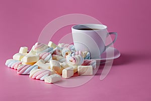 Tea cup with colored marshmallow
