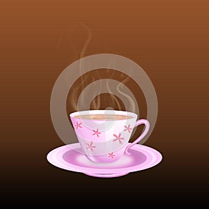 Tea Cup with Dark Brown Shaded Background Image.