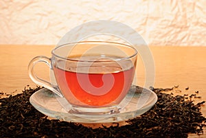 Tea cup with dry ted leaves