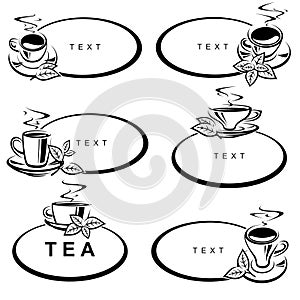 Tea cup frame set. Collection icon tea. Vector