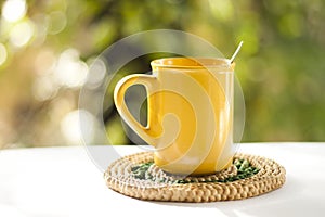 Tea cup in the garden photo