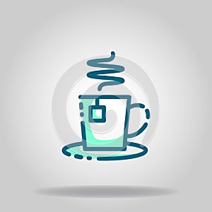 Tea cup icon or logo in  twotone