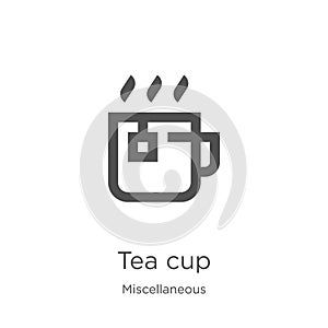 tea cup icon vector from miscellaneous collection. Thin line tea cup outline icon vector illustration. Outline, thin line tea cup