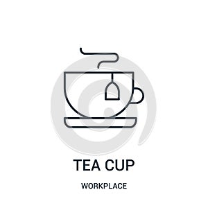 tea cup icon vector from workplace collection. Thin line tea cup outline icon vector illustration