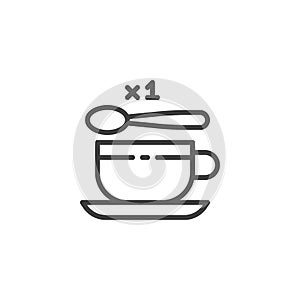 Tea cup with one spoon of sugar vector icon