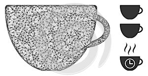 Tea Cup Polygonal Web Vector Mesh Illustration
