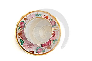 Tea cup and saucer top view