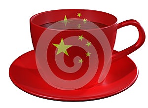 Tea Cup and saucer, which is applied to the image of the flag of China