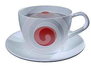 Tea Cup and saucer, which is applied to the image of the flag of Japan