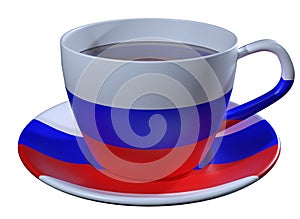 Tea Cup and saucer, which is applied to the image of the flag of Russia