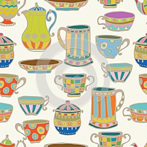 Tea cup seamless background
