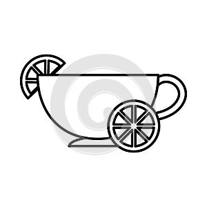 Tea, cup with slice lime line icon