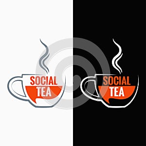 Tea cup social media concept background