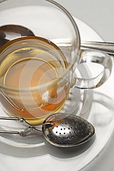 Tea Cup With Strainer In Saucer