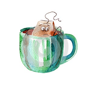 Tea bag watercolor illustration