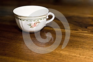 Tea cup on wooden table