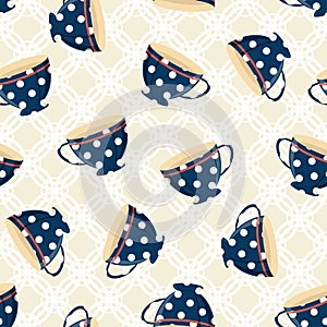 Tea cups seamless pattern