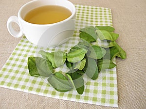 Tea with dried kaffir lime leaves