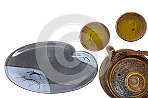 Tea drinking set isolated