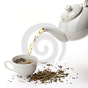 Tea falling from tea pot