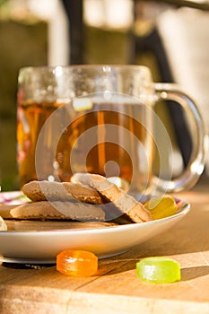 Tea with flower and biscuits boho style