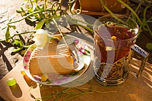 Tea with flower and biscuits boho style