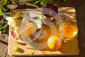 Tea with flower and biscuits boho style