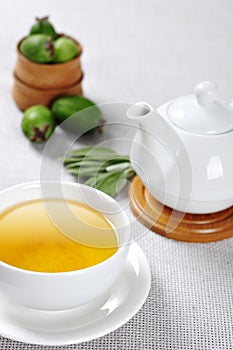 Tea and fresh pineapple guava