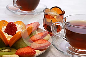 Tea and fruits
