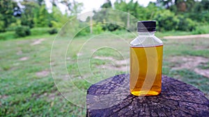 Tea in a glass bottle For drinking to quench thirst to nourish the body