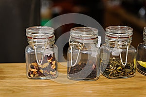 Tea in glass jars