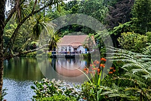 The Tea House on the Lake in the Pukekura park in New Plymouth in New Zealand photo