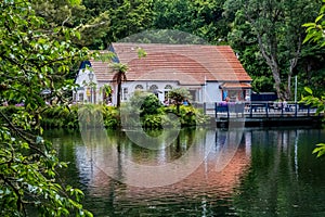 The Tea House on the Lake in the Pukekura park in New Plymouth in New Zealand photo