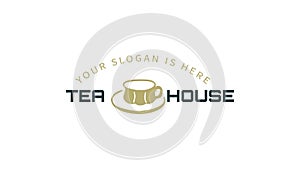 Tea house logo design template flat. illustration