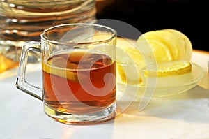 In tea with ice lemon