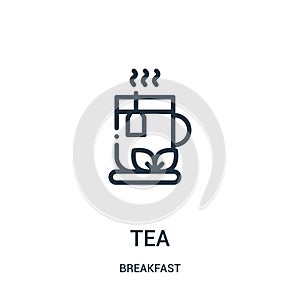 tea icon vector from breakfast collection. Thin line tea outline icon vector illustration