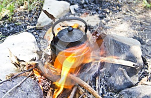 Tea kettle on fire