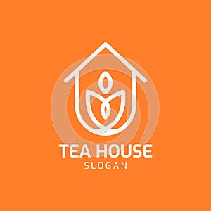 Tea Leaf House Logo Vector Template