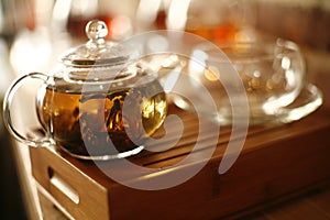 Tea Leaves Steeping in Pot