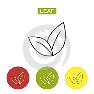 Tea leaves. Thin line leaf icon. Vector illustration isolated on white background.