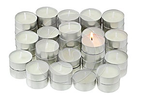 Tea lights isolated on white