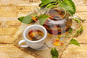 Tea made from fresh marigold flowers