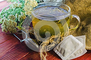 Tea with medicinal herbs photo