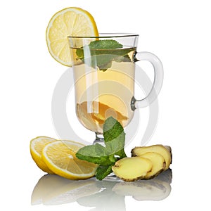 Tea with mint and lemon and ginger