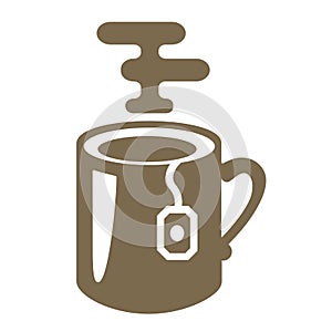 Tea mug with tea bag logo icon vector illustration