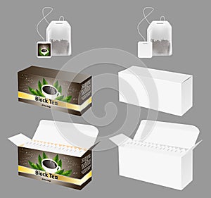 Tea packaging vector realistic mock up set