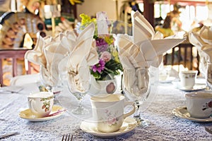 Tea Party Place Setting For Wedding Reception Tables